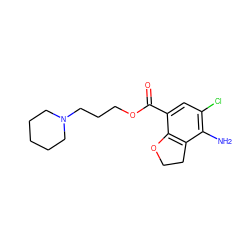 Nc1c(Cl)cc(C(=O)OCCCN2CCCCC2)c2c1CCO2 ZINC000001893438