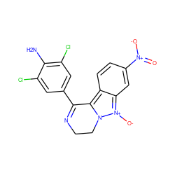 Nc1c(Cl)cc(C2=NCCn3c2c2ccc([N+](=O)[O-])cc2[n+]3[O-])cc1Cl ZINC000036383482