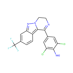 Nc1c(Cl)cc(C2=NCCn3nc4cc(C(F)(F)F)ccc4c32)cc1Cl ZINC000036383477