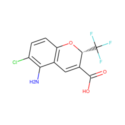 Nc1c(Cl)ccc2c1C=C(C(=O)O)[C@@H](C(F)(F)F)O2 ZINC000066251322