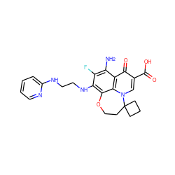 Nc1c(F)c(NCCNc2ccccn2)c2c3c1c(=O)c(C(=O)O)cn3C1(CCC1)CCO2 ZINC000059223658