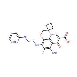 Nc1c(F)c(NCCNc2ccccn2)c2c3c1c(=O)c(C(=O)O)cn3C1(CCC1)CO2 ZINC000059223388