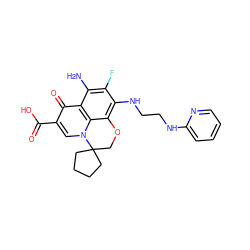 Nc1c(F)c(NCCNc2ccccn2)c2c3c1c(=O)c(C(=O)O)cn3C1(CCCC1)CO2 ZINC000043203532