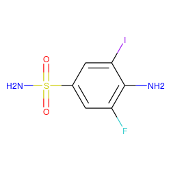 Nc1c(F)cc(S(N)(=O)=O)cc1I ZINC000013520146