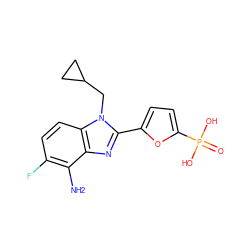 Nc1c(F)ccc2c1nc(-c1ccc(P(=O)(O)O)o1)n2CC1CC1 ZINC000001549125