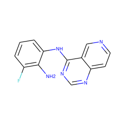 Nc1c(F)cccc1Nc1ncnc2ccncc12 ZINC000029133815