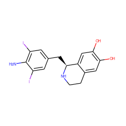 Nc1c(I)cc(C[C@@H]2NCCc3cc(O)c(O)cc32)cc1I ZINC000025421601