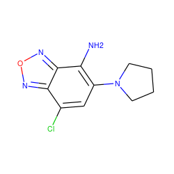 Nc1c(N2CCCC2)cc(Cl)c2nonc12 ZINC000002436342