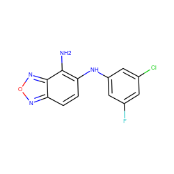 Nc1c(Nc2cc(F)cc(Cl)c2)ccc2nonc12 ZINC000095593075