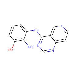 Nc1c(O)cccc1Nc1ncnc2ccncc12 ZINC000053199518