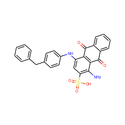 Nc1c(S(=O)(=O)O)cc(Nc2ccc(Cc3ccccc3)cc2)c2c1C(=O)c1ccccc1C2=O ZINC000040953676