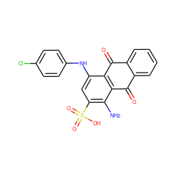 Nc1c(S(=O)(=O)O)cc(Nc2ccc(Cl)cc2)c2c1C(=O)c1ccccc1C2=O ZINC000013831234