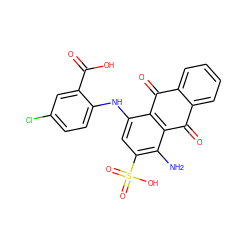 Nc1c(S(=O)(=O)O)cc(Nc2ccc(Cl)cc2C(=O)O)c2c1C(=O)c1ccccc1C2=O ZINC000004016165