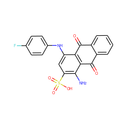 Nc1c(S(=O)(=O)O)cc(Nc2ccc(F)cc2)c2c1C(=O)c1ccccc1C2=O ZINC000045392019