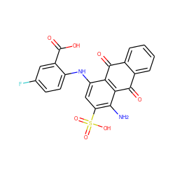 Nc1c(S(=O)(=O)O)cc(Nc2ccc(F)cc2C(=O)O)c2c1C(=O)c1ccccc1C2=O ZINC000045335732