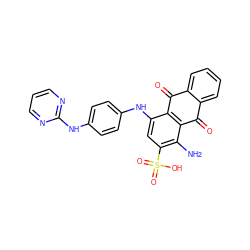 Nc1c(S(=O)(=O)O)cc(Nc2ccc(Nc3ncccn3)cc2)c2c1C(=O)c1ccccc1C2=O ZINC000040957781