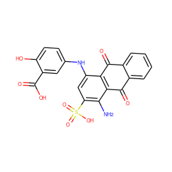 Nc1c(S(=O)(=O)O)cc(Nc2ccc(O)c(C(=O)O)c2)c2c1C(=O)c1ccccc1C2=O ZINC000066074009