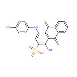 Nc1c(S(=O)(=O)O)cc(Nc2ccc(O)cc2)c2c1C(=O)c1ccccc1C2=O ZINC000005162649