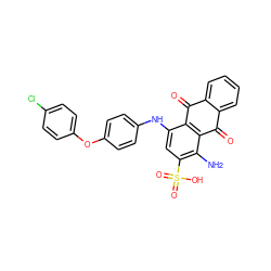 Nc1c(S(=O)(=O)O)cc(Nc2ccc(Oc3ccc(Cl)cc3)cc2)c2c1C(=O)c1ccccc1C2=O ZINC001772644419