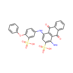 Nc1c(S(=O)(=O)O)cc(Nc2ccc(Oc3ccccc3)c(S(=O)(=O)O)c2)c2c1C(=O)c1ccccc1C2=O ZINC000044306756