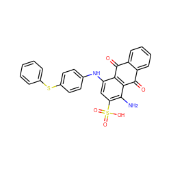 Nc1c(S(=O)(=O)O)cc(Nc2ccc(Sc3ccccc3)cc2)c2c1C(=O)c1ccccc1C2=O ZINC000040973232