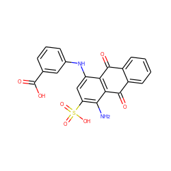 Nc1c(S(=O)(=O)O)cc(Nc2cccc(C(=O)O)c2)c2c1C(=O)c1ccccc1C2=O ZINC000013509468