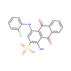 Nc1c(S(=O)(=O)O)cc(Nc2ccccc2Cl)c2c1C(=O)c1ccccc1C2=O ZINC001772576966