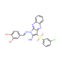 Nc1c(S(=O)(=O)c2cccc(Cl)c2)c2nc3ccccc3nc2n1/N=C/c1ccc(O)c(O)c1 ZINC000002403139