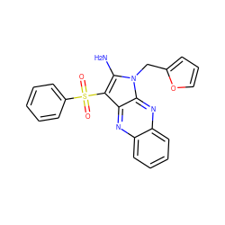 Nc1c(S(=O)(=O)c2ccccc2)c2nc3ccccc3nc2n1Cc1ccco1 ZINC000002392036