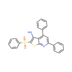 Nc1c(S(=O)(=O)c2ccccc2)sc2nc(-c3ccccc3)cc(-c3ccccc3)c12 ZINC000015659429