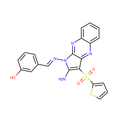 Nc1c(S(=O)(=O)c2cccs2)c2nc3ccccc3nc2n1/N=C/c1cccc(O)c1 ZINC000001898640