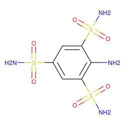 Nc1c(S(N)(=O)=O)cc(S(N)(=O)=O)cc1S(N)(=O)=O ZINC000003953917