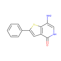 Nc1c[nH]c(=O)c2cc(-c3ccccc3)sc12 ZINC000231583554