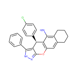 Nc1c2c(cc3c1[C@H](c1ccc(Cl)cc1)c1c(n[nH]c1-c1ccccc1)O3)CCCC2 ZINC001772593204