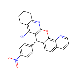 Nc1c2c(nc3c1[C@@H](c1ccc([N+](=O)[O-])cc1)c1ccc4cccnc4c1O3)CCCC2 ZINC001772625405