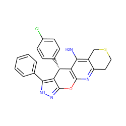 Nc1c2c(nc3c1[C@@H](c1ccc(Cl)cc1)c1c(n[nH]c1-c1ccccc1)O3)CCSC2 ZINC001772611413