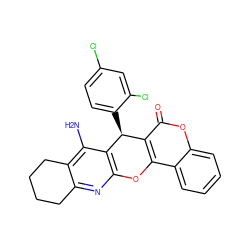 Nc1c2c(nc3c1[C@@H](c1ccc(Cl)cc1Cl)c1c(c4ccccc4oc1=O)O3)CCCC2 ZINC000096284168