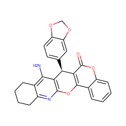 Nc1c2c(nc3c1[C@@H](c1ccc4c(c1)OCO4)c1c(c4ccccc4oc1=O)O3)CCCC2 ZINC000096284156