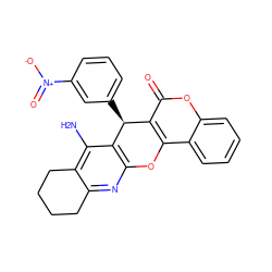 Nc1c2c(nc3c1[C@@H](c1cccc([N+](=O)[O-])c1)c1c(c4ccccc4oc1=O)O3)CCCC2 ZINC000096284166