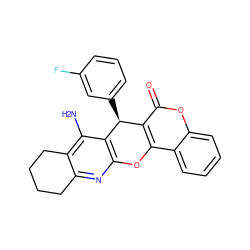 Nc1c2c(nc3c1[C@@H](c1cccc(F)c1)c1c(c4ccccc4oc1=O)O3)CCCC2 ZINC000096284176