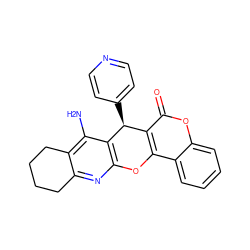 Nc1c2c(nc3c1[C@@H](c1ccncc1)c1c(c4ccccc4oc1=O)O3)CCCC2 ZINC000096284154