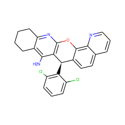 Nc1c2c(nc3c1[C@H](c1c(Cl)cccc1Cl)c1ccc4cccnc4c1O3)CCCC2 ZINC001772658165