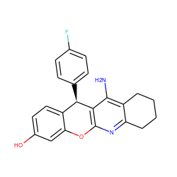 Nc1c2c(nc3c1[C@H](c1ccc(F)cc1)c1ccc(O)cc1O3)CCCC2 ZINC000103268675