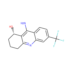 Nc1c2c(nc3cc(C(F)(F)F)ccc13)CCC[C@@H]2O ZINC000014946465