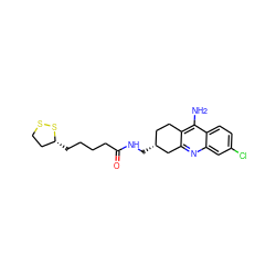 Nc1c2c(nc3cc(Cl)ccc13)C[C@H](CNC(=O)CCCC[C@@H]1CCSS1)CC2 ZINC000013607696