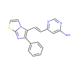 Nc1cc(/C=C/c2c(-c3ccccc3)nc3sccn23)ncn1 ZINC000003820814