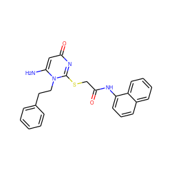 Nc1cc(=O)nc(SCC(=O)Nc2cccc3ccccc23)n1CCc1ccccc1 ZINC000001444512