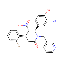 Nc1cc([C@@H]2[C@@H]([N+](=O)[O-])[C@H](c3ccccc3Br)CC(=O)N2Cc2cccnc2)ccc1O ZINC000013521573