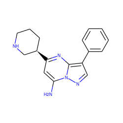 Nc1cc([C@@H]2CCCNC2)nc2c(-c3ccccc3)cnn12 ZINC000060327783