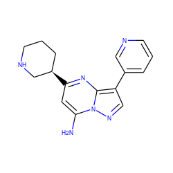 Nc1cc([C@@H]2CCCNC2)nc2c(-c3cccnc3)cnn12 ZINC000066252457